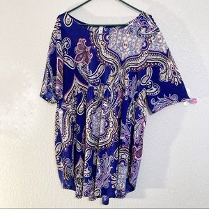 Paisley Grace Royal Blue Paisley Baby Doll Top